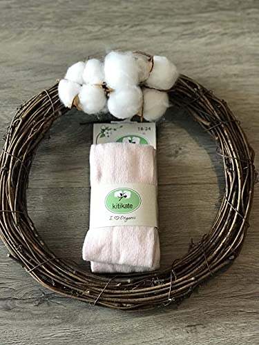 100% Organic Baby Basic Tights, GOTS (Pink, 12-18)