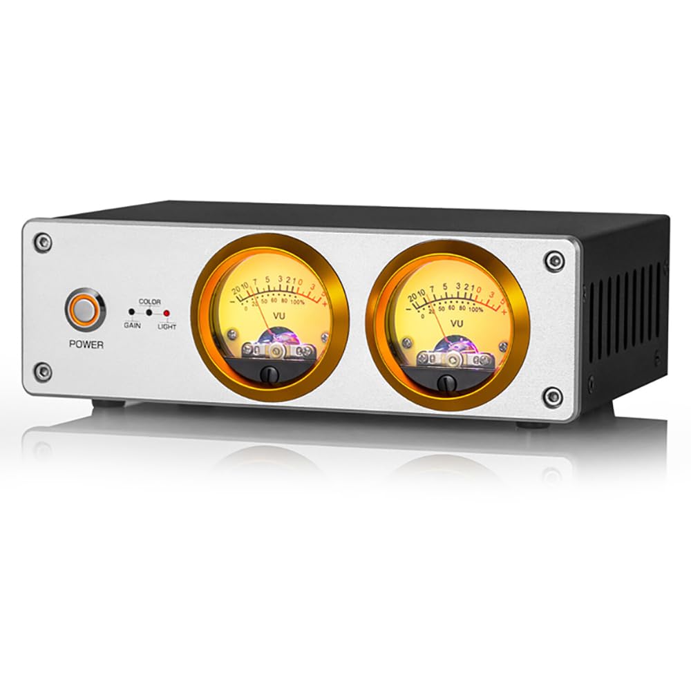 Doppio VU Meter Analogico, Indicatore Livello Sonoro RGB, Fonometro Mic+Line, Misuratore VU22 Audio con Pannello Db, Regolazione Colore/luminosità, per Home Theater