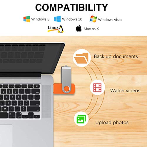 Image of Kootion 16GB USB 3.0 Flash Drive 16 gb Flash Drives 10pcs Thumb Drive Keychain Jump Drive Swivel Memory Sticks, Orange