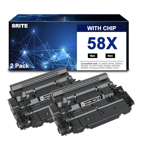 SRITE 58X CF258X Black Toner Cartridge 2-Pack (with Smart Chip)