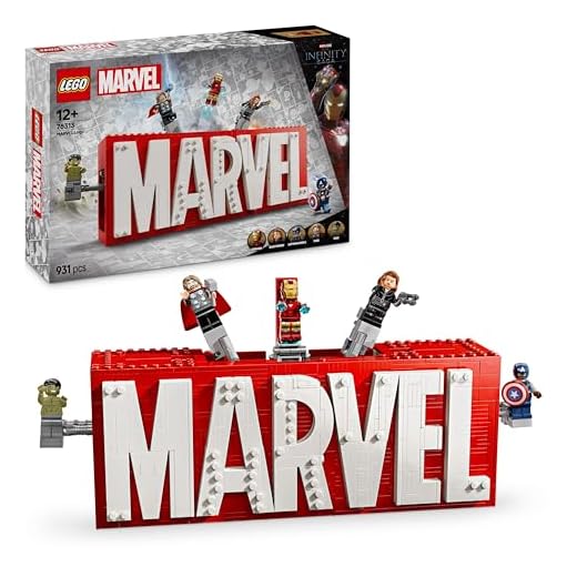 LEGO Marvel: MARVEL Logo & Minifigures - Super-Hero Building Toy with 5 Characters incl. Iron Man, Thor, Black Widow & Hulk - Avengers Gift for 12+ Year Old Boys, Girls & Teens 76313