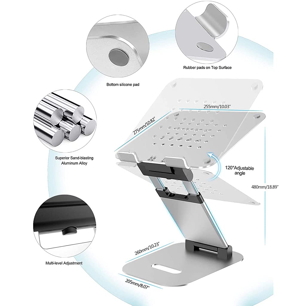 Aluminium Desktop Tablet Ständer, kühlend, rutschfest, Notebook, Verstellbarer Kühl für 11–17 Zoll Notebook Laptops