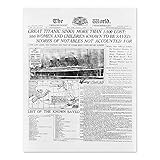 HISTORIX Vintage 1958 Photograph of The World Newspaper Headlining The Sinking of The Titanic - 11x14 Inch Titanic on Vintage Newspaper Photo Print