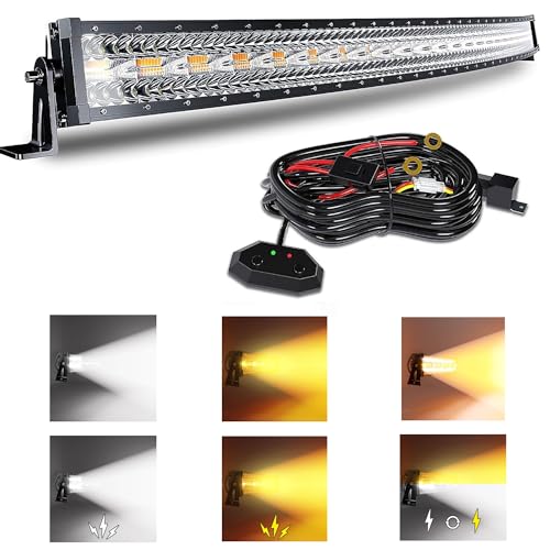 Image of 52Inch 300W Curved LED Light Bar White /Amber Flasing Six Strobe Modes