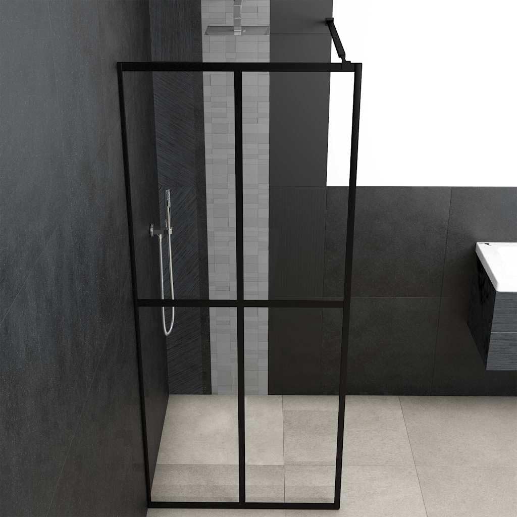 Mampara de ducha Walk-In 100 x 195 cm de vidrio templado negro