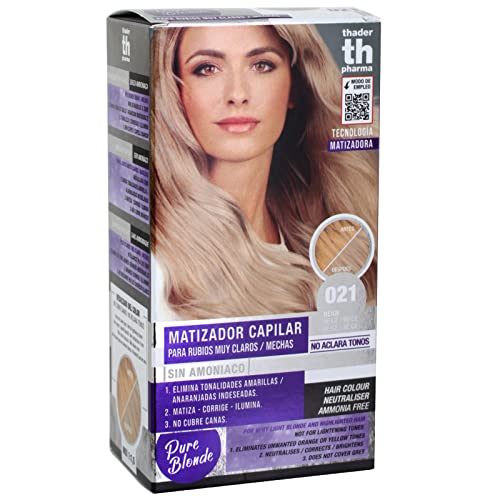 Thader Th Pharma Pure Blonde Kit matizador para cabellos rubios muy claros o con mechas sin amoniaco, 150 ml (021 Beige)