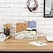 MyGift 3 Slot Vintage Postcard Design Beige Wood Home Countertop Mail Letter Holder, Wooden Office Desk Organizer, File Sorter, Bill Divider, Envelope Storage Bin