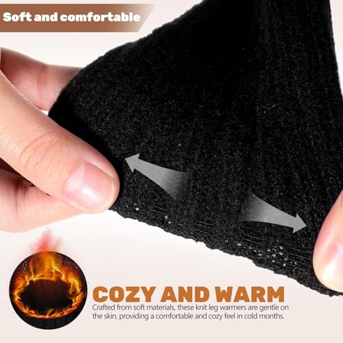 LIFKOME 2Pairs Knitted Leg Warmers for Women Stretchable Winter Leg Wraps Cozy and Soft Boot Covers for Dancers Athletes and Everyday Use Cute Fashionable Accessories2