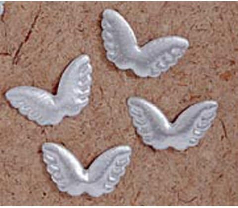 Alas de ángel - Tela - Puffy - Plata - 2 in - 4 piezas