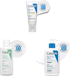 CeraVe AM Facial Moisturizing Lotion [With SPF 50] (52ml), Foaming Facial Cleanser [For Normal to Oily Skin] (88ml), Moist...