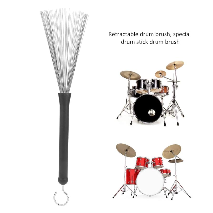 LATRAT 1 Pair Retractable Drum Brushes With Portable Storage Bag, Comfortable Rubber Handles For Jazz Stick Drum Sticks