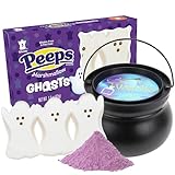 Sweetzo Halloween Ghost Peeps and Purple Hot Chocolate Cauldron, Festive Party Snacks, 10 Ounces (Pack of 2)