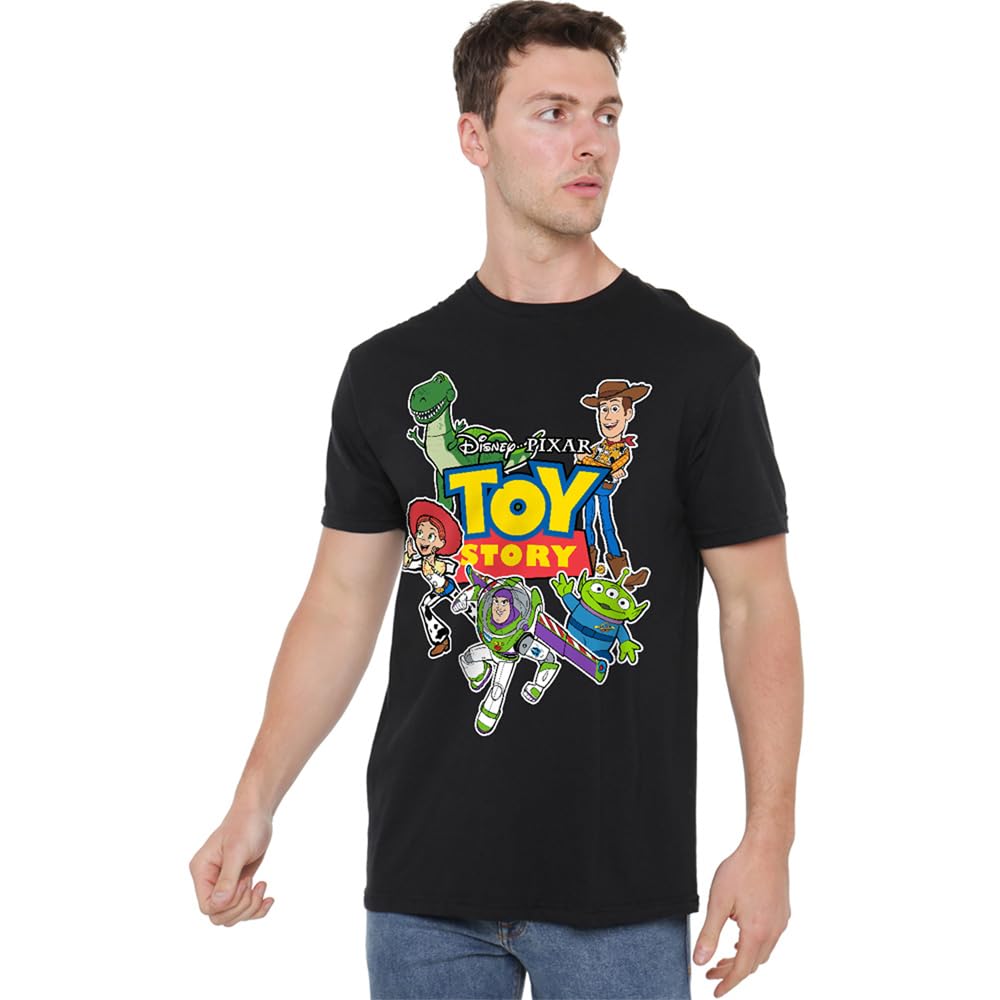 Disney Toy Story Character Cut Outs Unisex T Shirt, Black, Medium