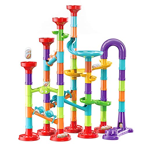 93Pcs Marble Run Set Building Blocks,Marble Race Coaster Construction Track Game,Marble Maze Race with 30 Glass Marbles for Kids Girls Boys Toys,Maze Educational Race Track Game Birthday Gifts