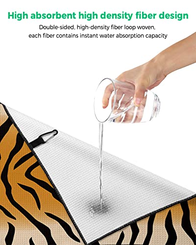 Beisseid Golf Towel Tiger Skin Towels For Golf Bags Orange Camouflage Black Stripes Sports Towel With Carabiner Clip For Tennis Bag Golf Accessories 24 X 16 Inch #TOP4