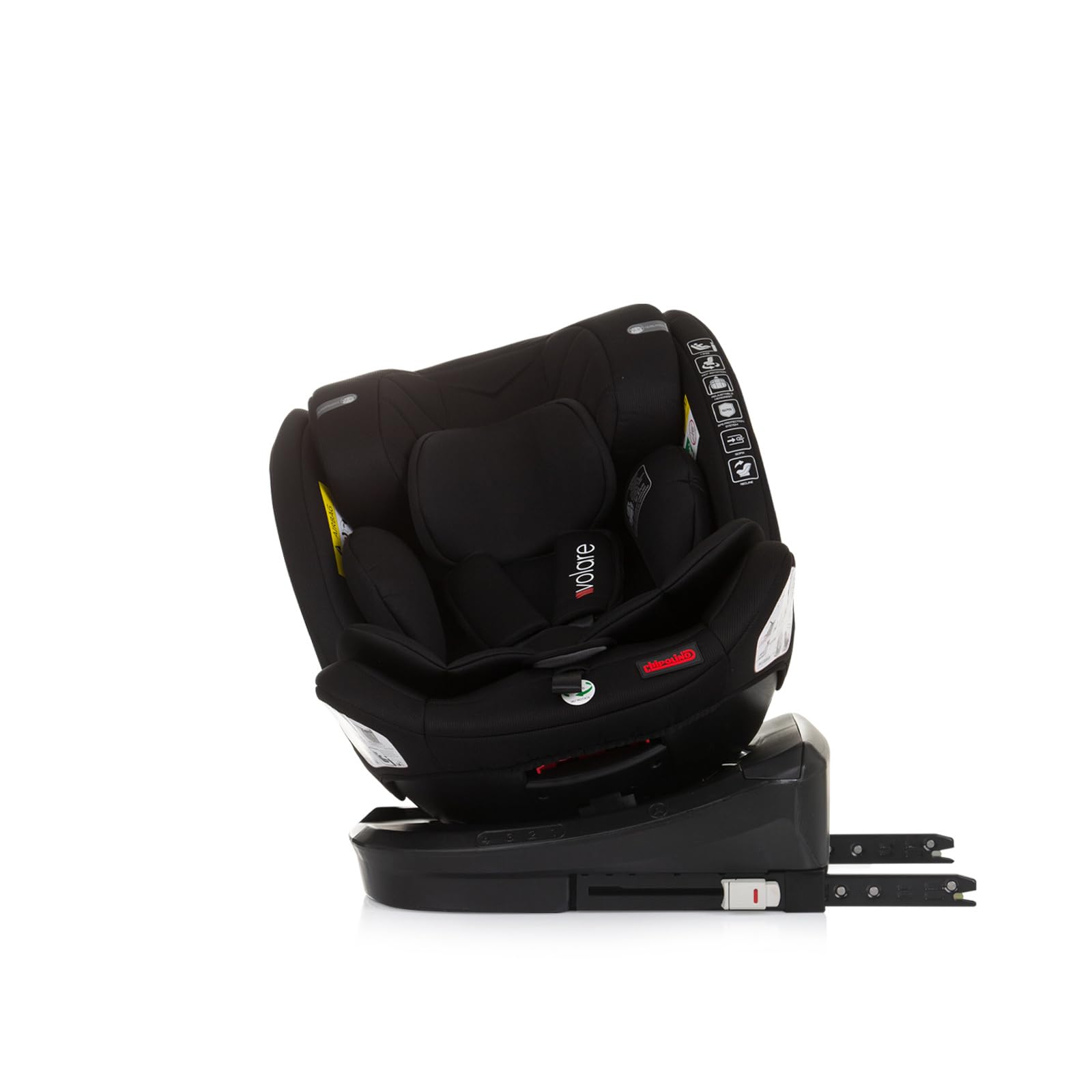 Chipolino seggiolino per bambini Volare i-Size Isofix girevole, top tether, colorazione:nero