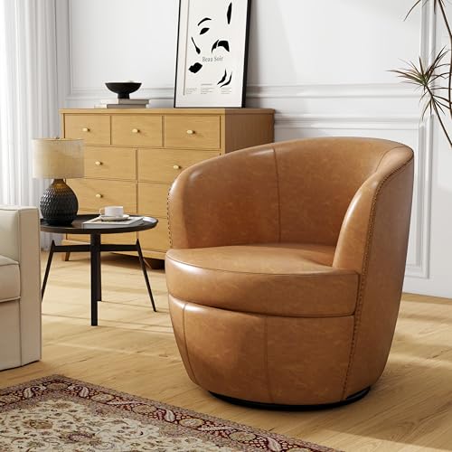 Sillón redondo moderno color marrón claro miniatura 5