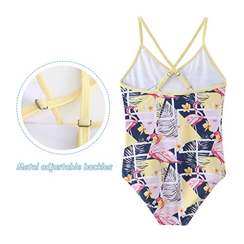 Image of Girls One Piece Swimsuits Hawaiian Ruffle Swimwear Beach Bathing Suit for Summer Vacation