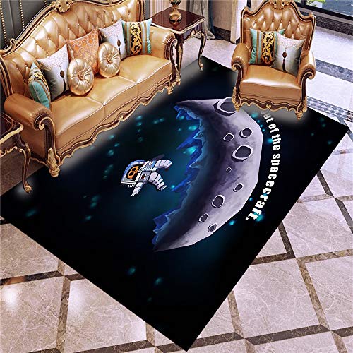 Totots Bereich Teppich Astronaute Gedruckt Square Teppichboden, Mondpolyester Faser Wohnzimmer Teppichboden, Universum Dekoration Teppich, Schlafzimmer Teppich, Posterat rutschfeste Bodenmatte