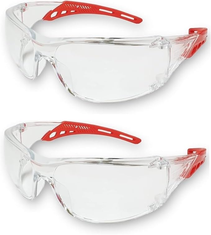 Image of Safety Goggles | Anti-Fog, Scratch-Resistant Polycarbonate Glasses, Chemistry Labs, Riding Motorcycle, Transparent, Eye Protection Glasses Industrial, Cycling Car Driving (Clear - Pack of 2)