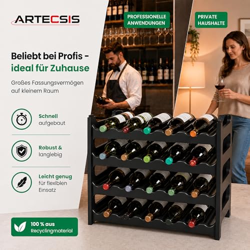 ARTECSIS® Weinregal 24 Weinflaschen stapelbar modular Kunststoff schwarz – Ansicht 7