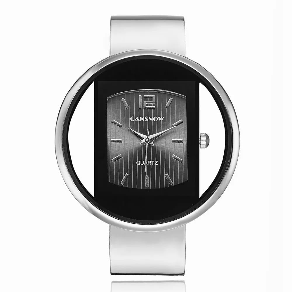 Sphärische Damen Spangenuhr Uhren Damen Armreif Armbanduhr Armspange Damenuhr mit modernem Metall-Armband