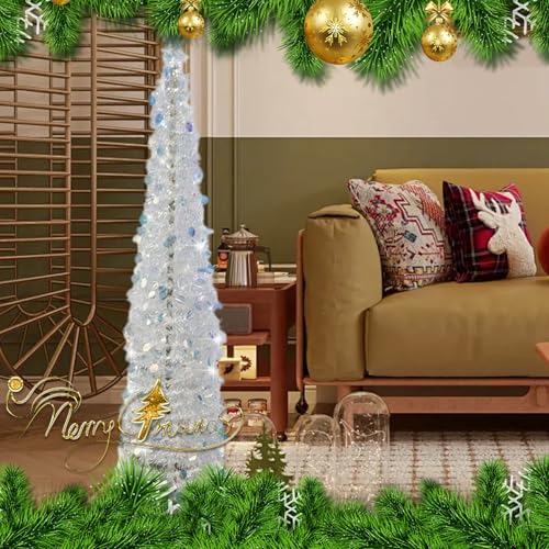 Árbol de Navidad LED de 1,5m con purpurina para iluminar tu salón o terraza 8