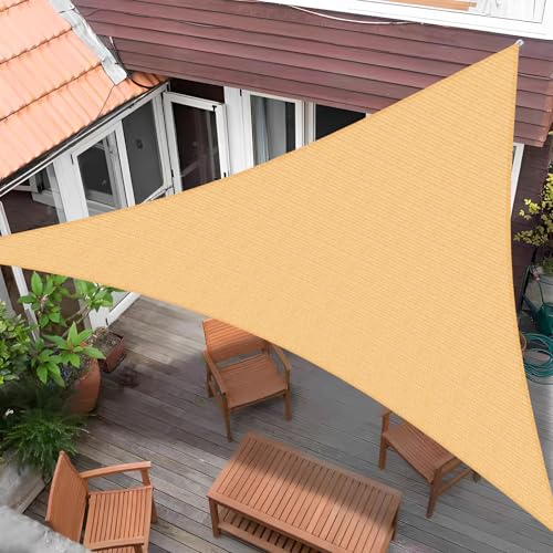 Sunnylaxx 3,6x3,6x3,6m Triangular Toldo Vela de Sombra, Arena Toldos Exterior Terraza Protección Rayos UV para Exteriores, Pergola, Jardín,Terrazas