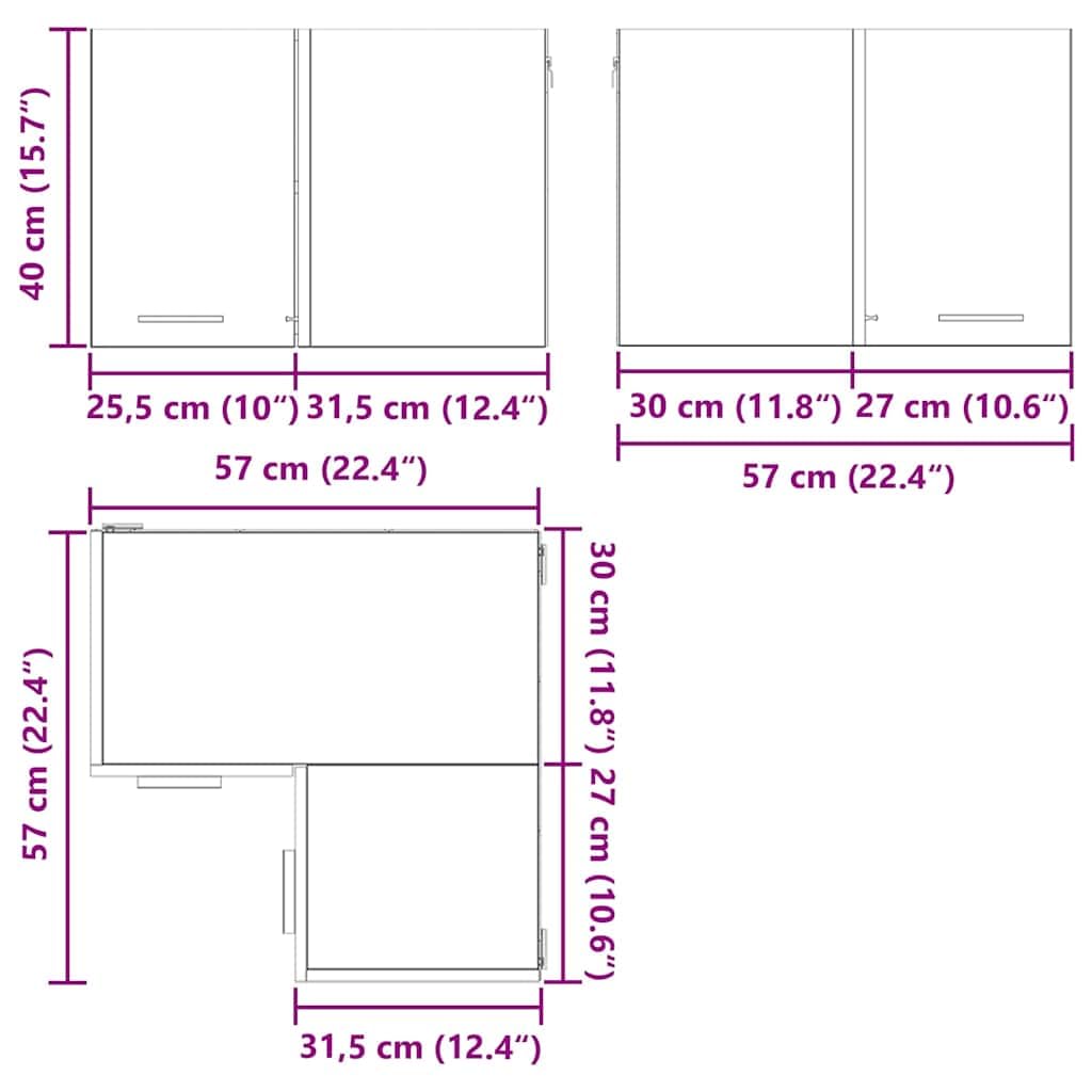 vidaXL Hängeschrank Artisan-Eiche und Weiß 57 x 57 x 40 cm, Moderne Küchenschränke, rechteckig, viel Stauraum, langlebige Materialien, Coole Lösungen für Deine Wohnung