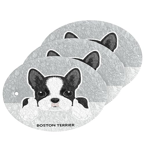 Boston Terrier Puppy Dog Kitchen Sponges Cleaning Dish Sponges Non-Scr