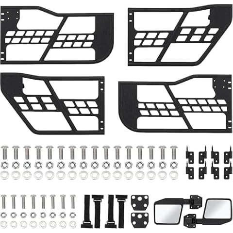ClassyThreads Off Road Tubular Trail Doors with Side View Mirror Compatible with 2018-2022 Wrangler JL 4 Door , Set of 4 Half Tube Doors for Offroad Trail Adventure Cover