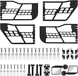Garvee Off Road Tubular Half Doors for Wrangler JL 2018-2025 - Set of 4 Front & Rear Tube Half Doors with Side View Mirrors