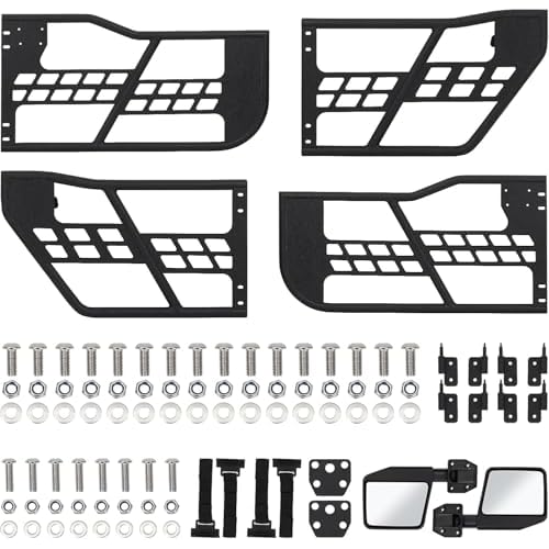 Garvee Off Road Tubular Half Doors for Wrangler JL 2018-2025 - Set of 4 Front & Rear Tube Half Doors with Side View Mirrors JL 4D w/M