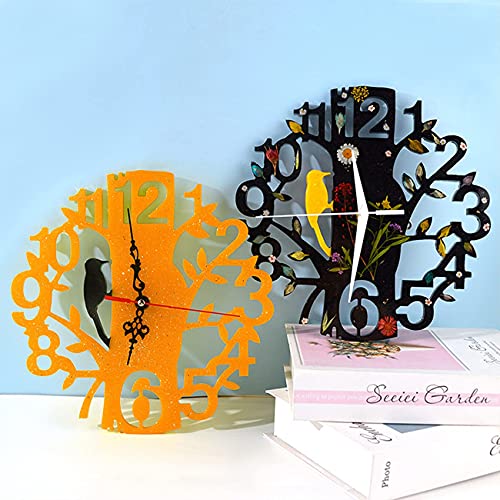 Atyusvic Clock Large Resin Silicone Mold Diy Wall Clock Epoxy Resin Mold Arabic Numeral Clock Mold For Time Tools Home Children's Room Decoration (Tree) #TOP4
