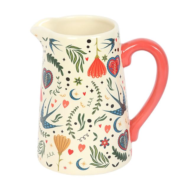 Pichet à fleurs en céramique crème de 18 cm pour bouquet champêtre - 2