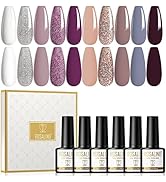 ROSALIND Gel Nagellack, UV Nagellack Weiß Nude Blau Lila Glitter 10 Farben Shellack Gel Farben Fü...