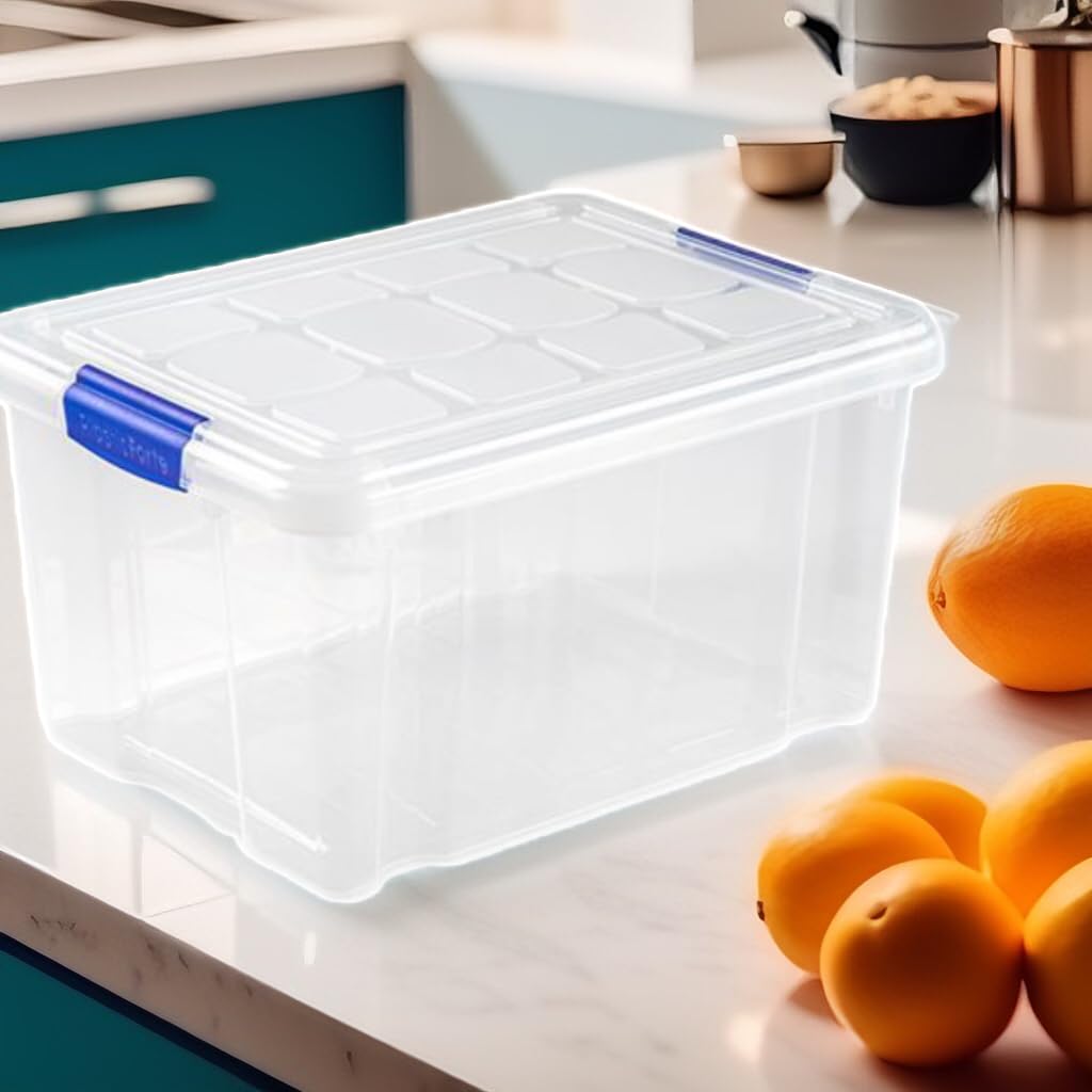 Set 3 caja de Almacenamiento,cajas de almacenaje de 5L,8L,12L,16L,25L y 35L. Caja de almacenamiento Plástico Transparente, multifuncional, para organización del hogar, con cierre hermético (25L)