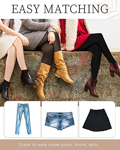 4 Pairs Fleece Lined Tights Women Fleece Translucent Leggings Winter Thermal Sheer Tights Warm Fake Pantyhose For Women Girl (Stirrup Black, Brown, Nude, 200 G) #TOP6