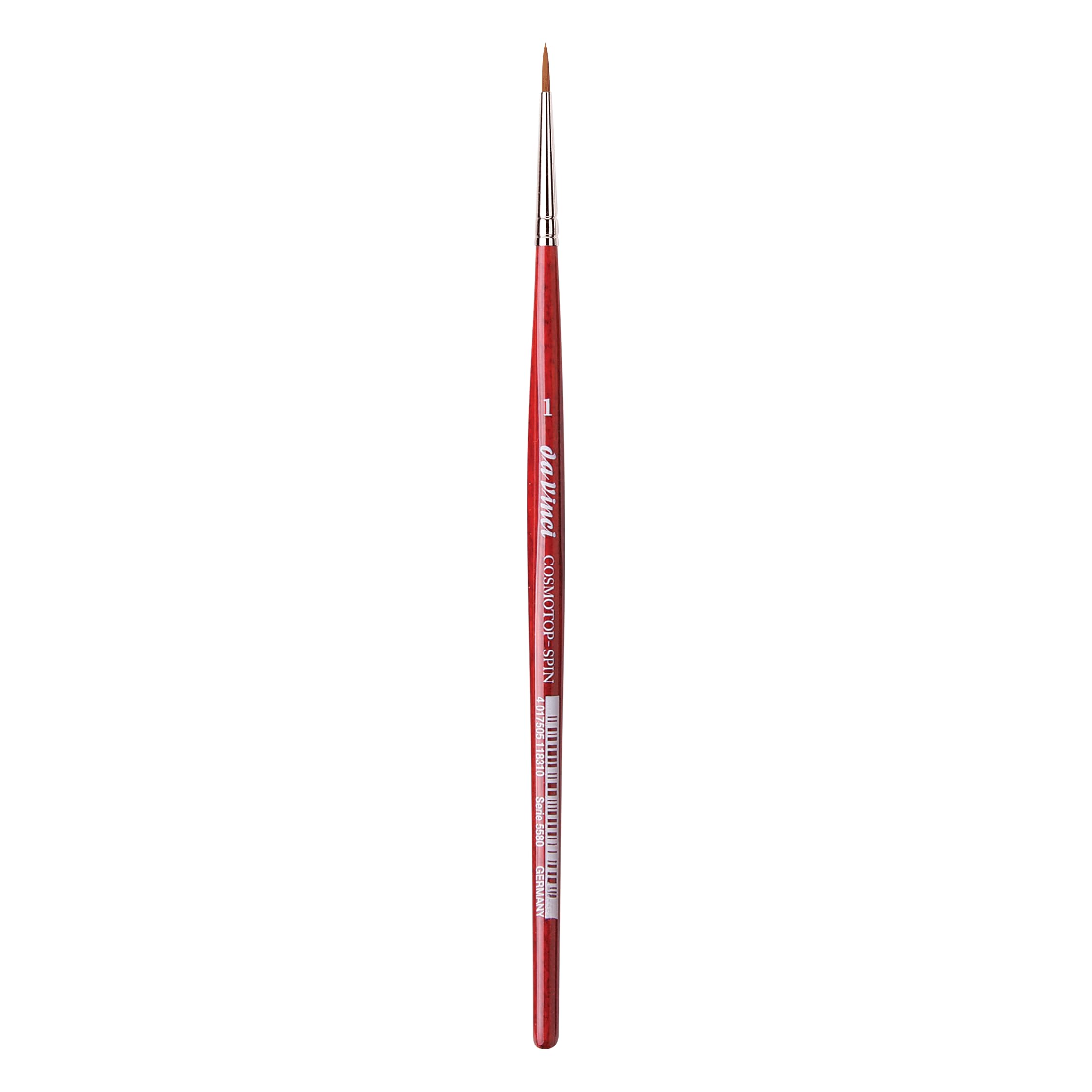 da Vinci Watercolor Series 5580 CosmoTop Spin Paint Brush, Round Synthetic with Red Handle, Size 1 (5580-01)