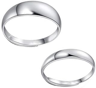 Stylish 1 Pair Unique Couple Rings Smooth Polished Band Rings Adjustable for Wedding Engagement Gift