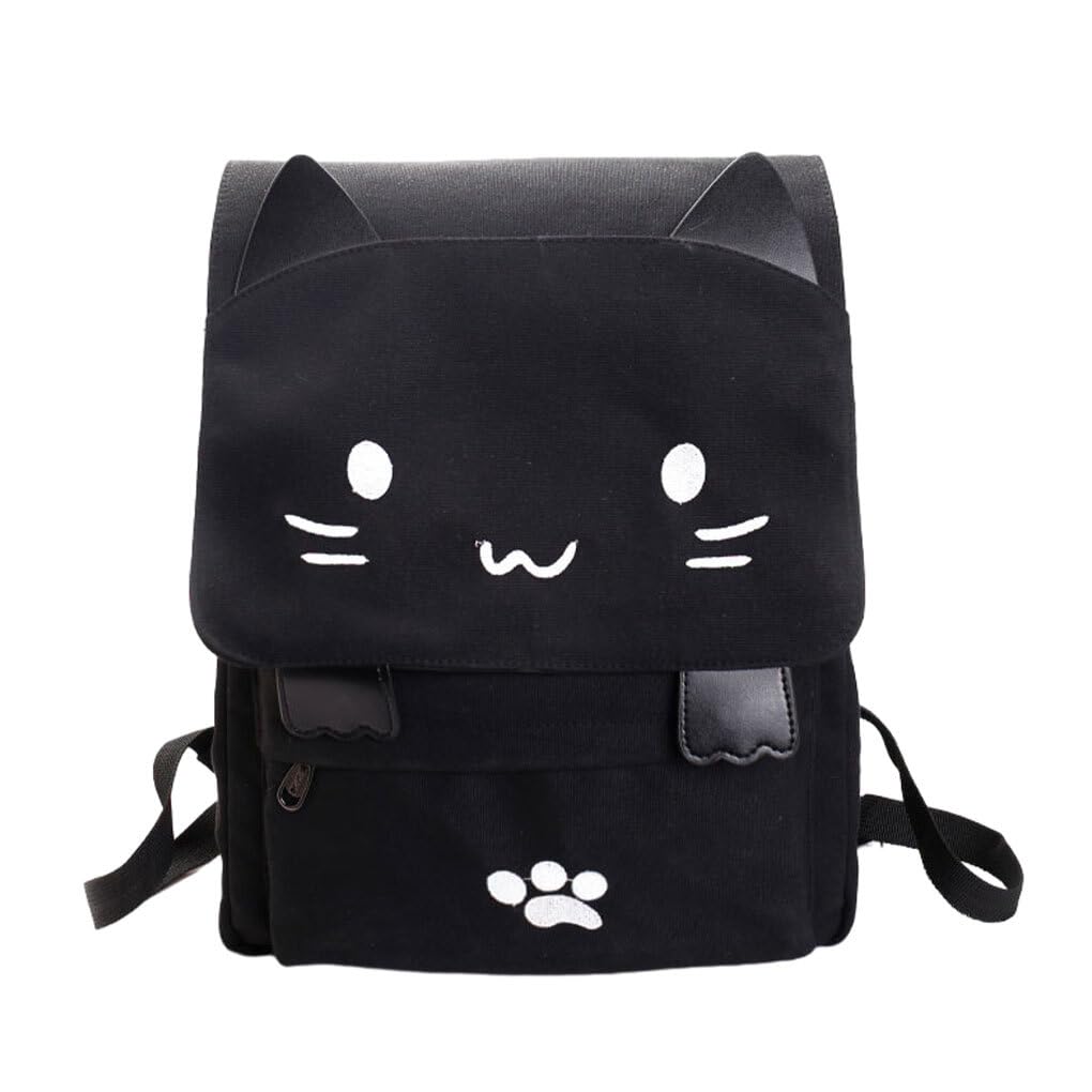 CLSSLVVBN Mochila para mujer, mochilas de lona elegantes y funcionales para viajes diarios, mochilas divertidas de algodón para niñas, mochila para gatos