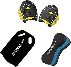 Kit Natação Speedo Palmar Power Paddles + Prancha e Flutuador Pullbuoy Swim