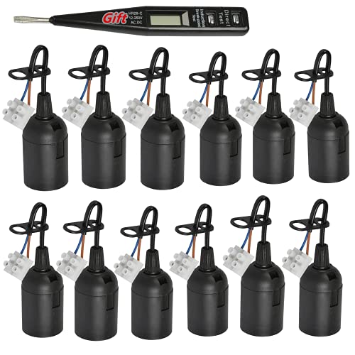 12 Pièces Douille E27 Support d'ampoule E27 rénovation Douille,Tension VDE/testeur de Phase,Base de Lumière Douille de Suspension,Douille de...