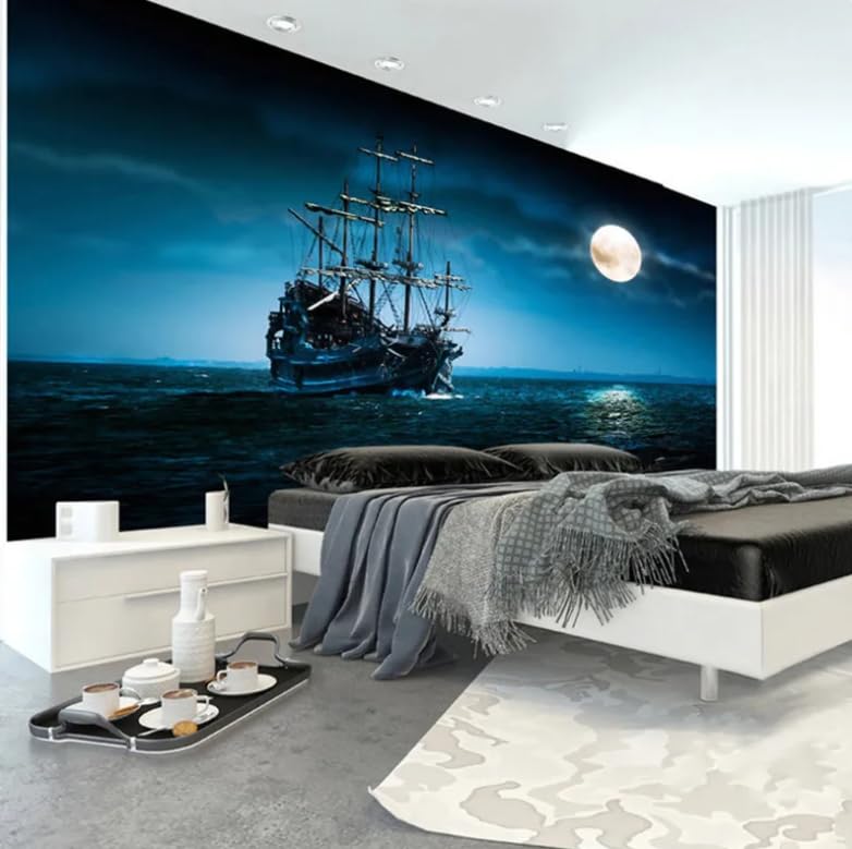 Papier peint voilier grand format 300x210 pour agrandir visuellement un salon sombre