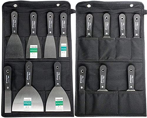 7 Piece Stainless Steel Wallpaper Scraper and Paint Tool Set With Filling Knives Spackle Drywall Joint Filler Putty Knife for Plastering Walls - Includes Tool Bag Hand Tools Gifts for Men