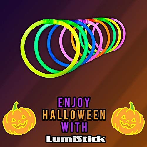 Lumistick 8 Inch 100 Glow Sticks Bulk Party Favors with Connectors | Light Sticks Neon Party Glow Necklaces and Glow Bracelets | Glow in The Dark Party Supplies (Assorted, 100 Glow Sticks)
