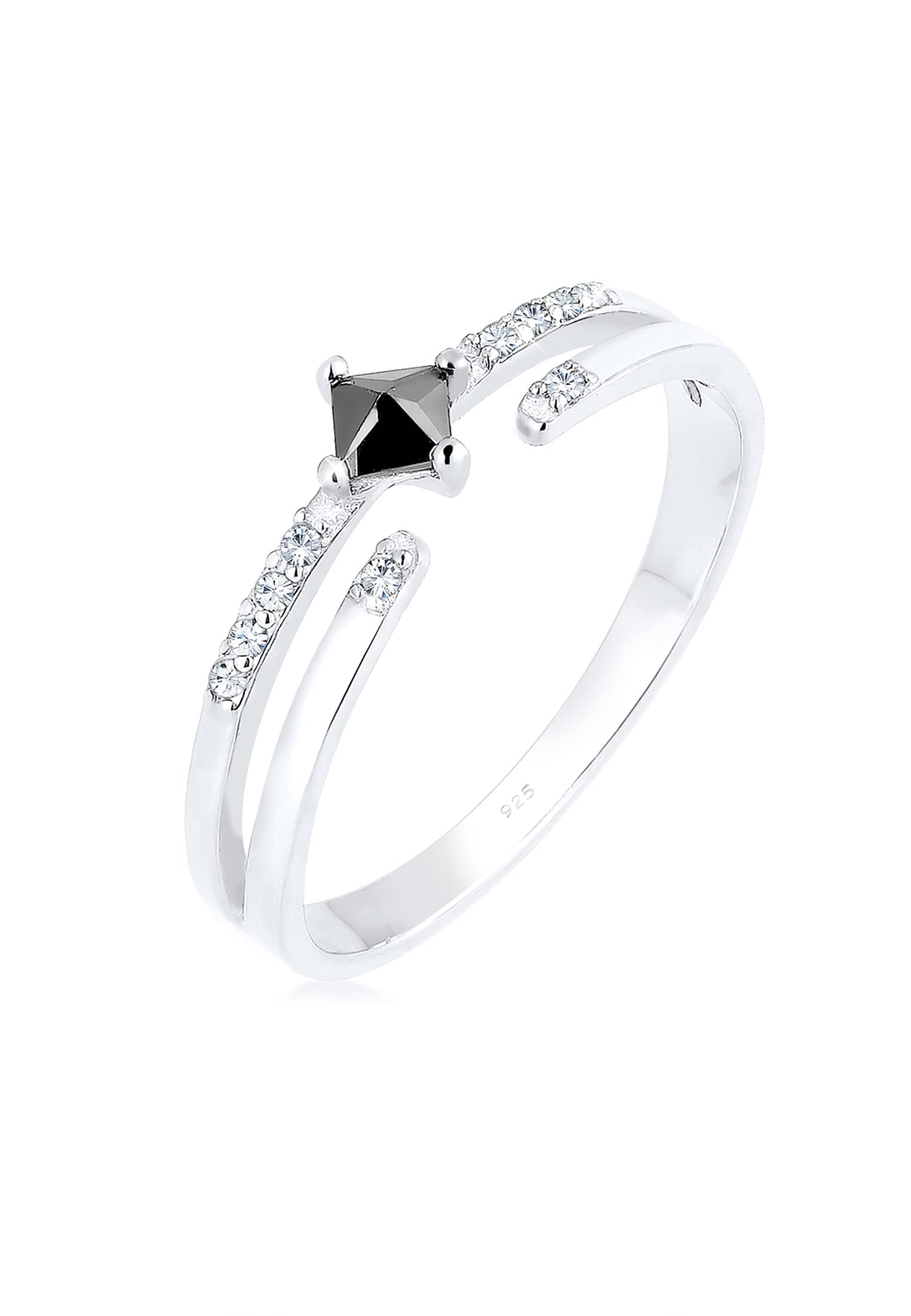 Elli Women's 925 Sterling Silver Xilion Cut Zirconia Ring, Size Q