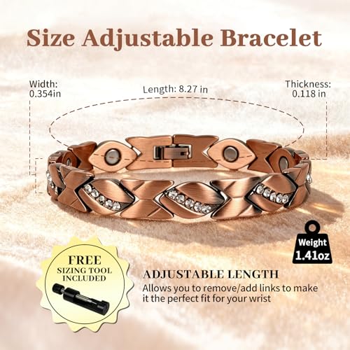 TSUKSONW Copper Bracelets for Women, 99.99% Pure Copper Jewelry with Ultra Strength Magnets Therapy,Charm Teardrop Womens Bracelet with Adjustable Sizing Tool, Best Gift for Women(Teardrop) - image 5