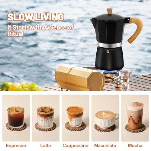 Image of 3 Cup Aluminum Espresso Stovetop Moka Pot Express Coffee Maker Percolator Italian Classic Mocha Coffee Machine for Italian and Cuban Cafe Brewing for Home & Camping 150ml 5oz