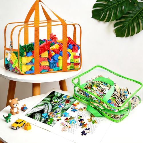 Image of 6 Color Toy Storage Bags with Labels, Reusable Clear PVC Board Game Storage, Travel Waterproof Organizer Bags with Zipper Large Capacity (L, XL, XXL)